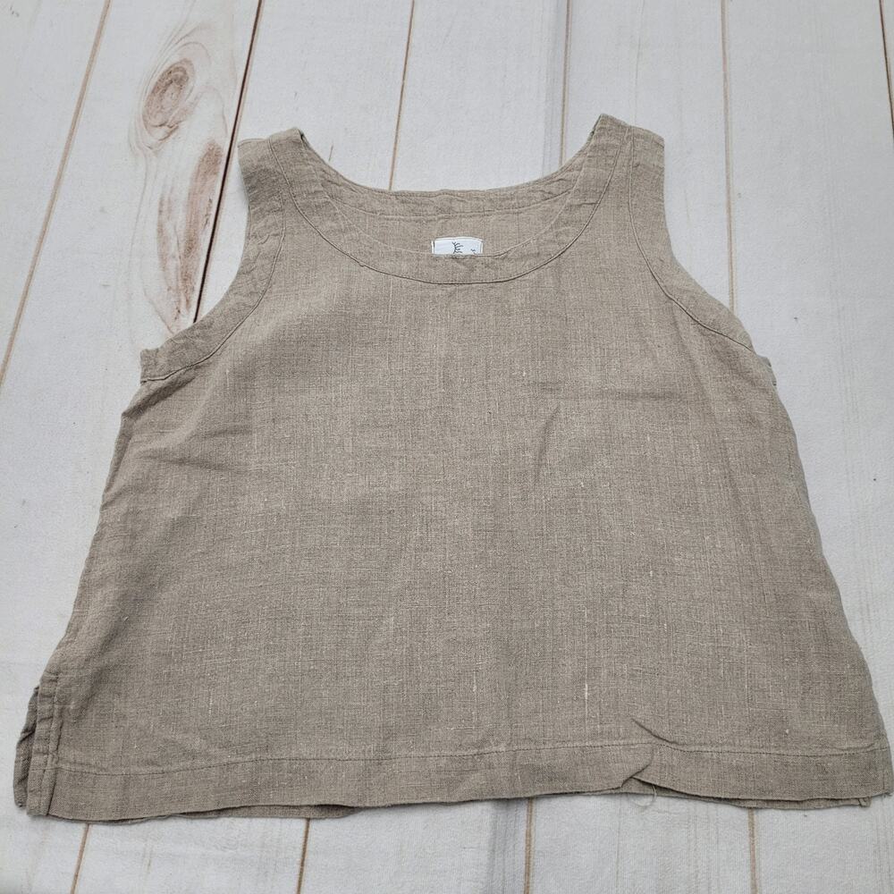 Via Vai 100% linen boxy crop tank minimalist lagenlook top